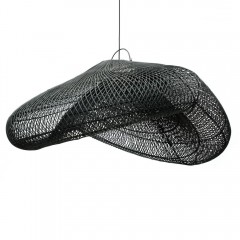 RATTAN LAMP OVAL WAVE BLACK 65      - HANGING LAMPS